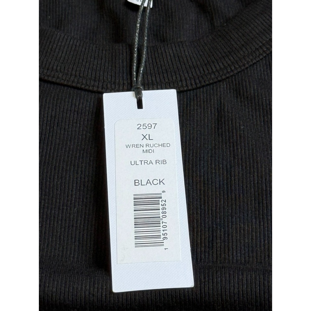 NWT Michael Stars Wren ruched midi ultra rib Black high neck stretch size XL - Picture 5 of 10
